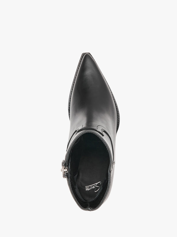Jalapeno Belt Black Leather Western Ankle Boots