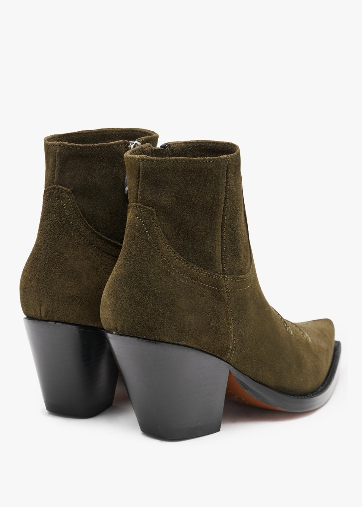 Jalapeno Max Flower Khaki Suede Western Ankle Boots