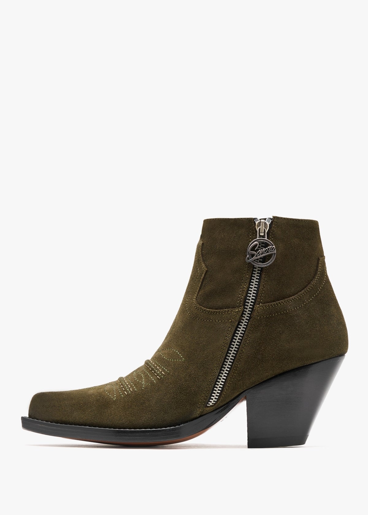 Jalapeno Max Flower Khaki Suede Western Ankle Boots