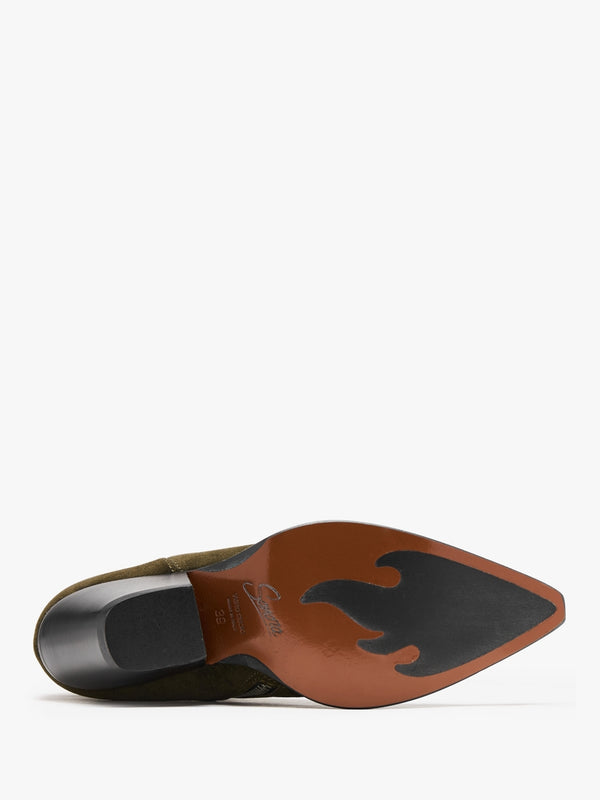 Jalapeno Max Flower Khaki Suede Western Ankle Boots
