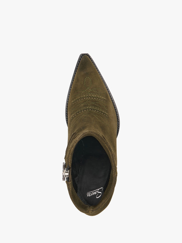 Jalapeno Max Flower Khaki Suede Western Ankle Boots