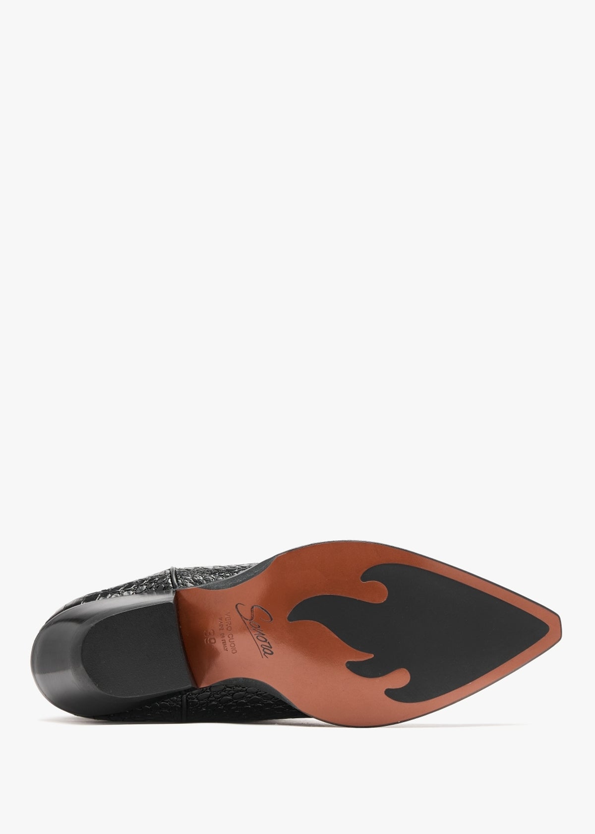 Santa Fe Moc Croc Black Leather Western Calf Boots