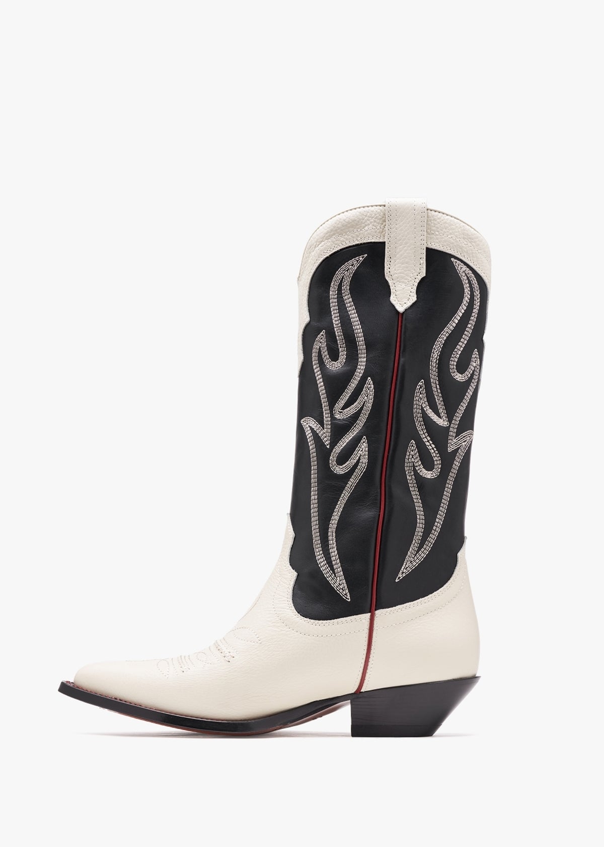 Santa Fe Black & White Leather Western Calf Boots