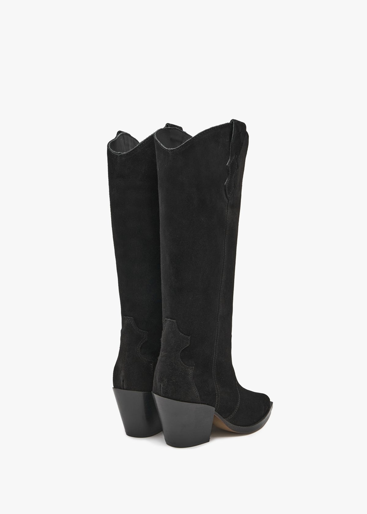 Aquatic Black Suede Western Knee Boots