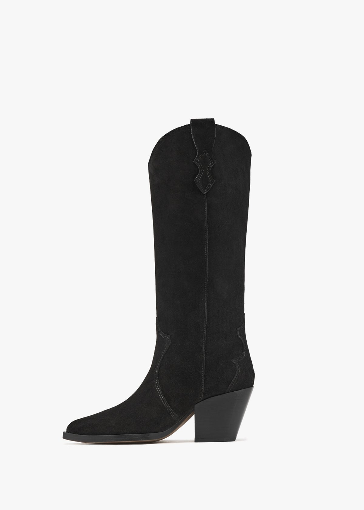 Aquatic Black Suede Western Knee Boots