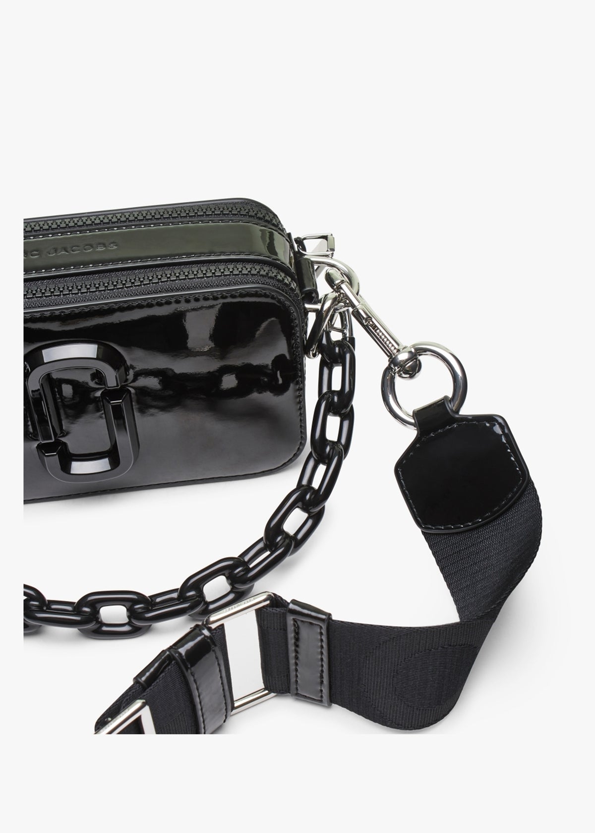 The Snapshot Black Patent Leather Camera Bag