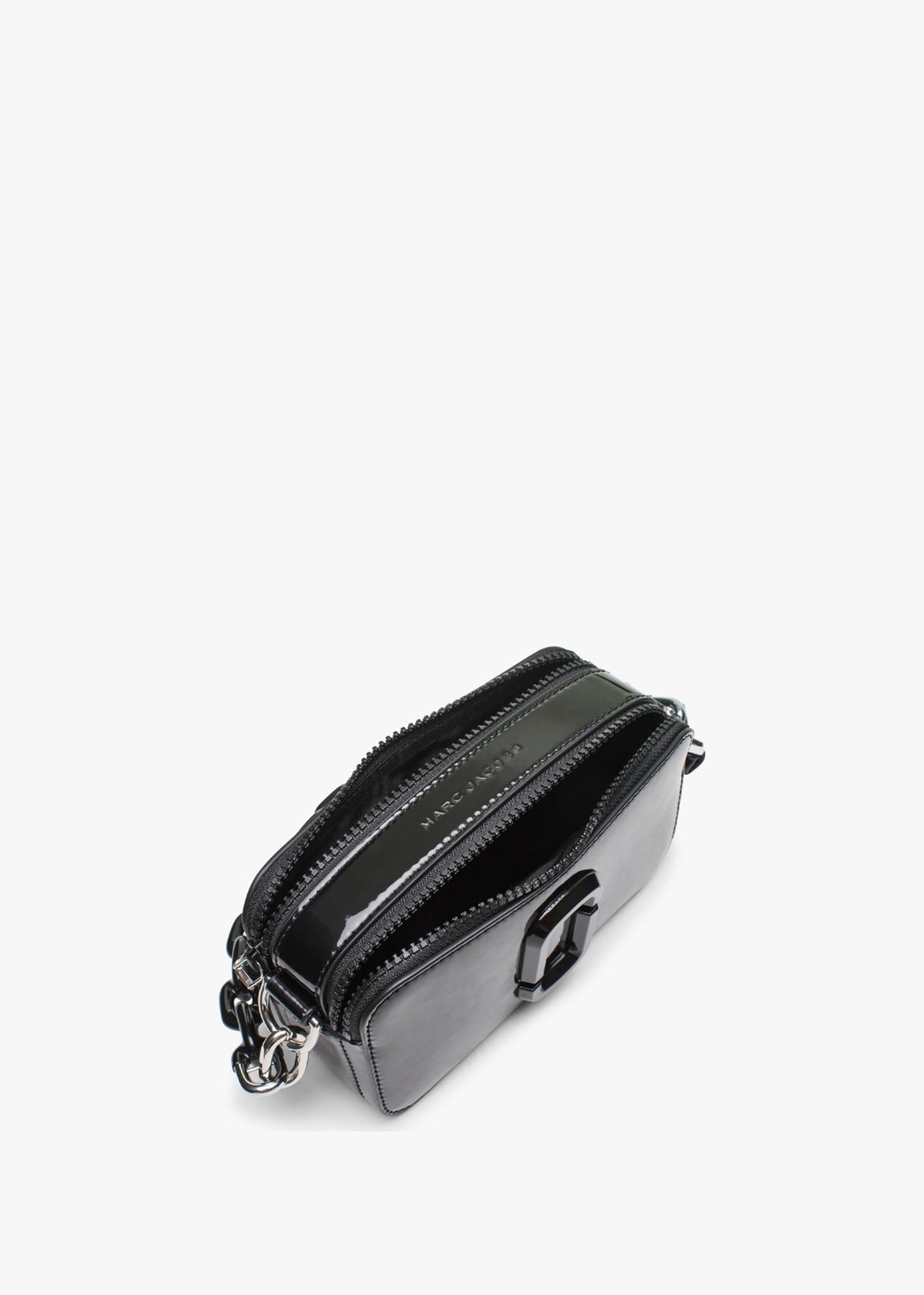 The Snapshot Black Patent Leather Camera Bag
