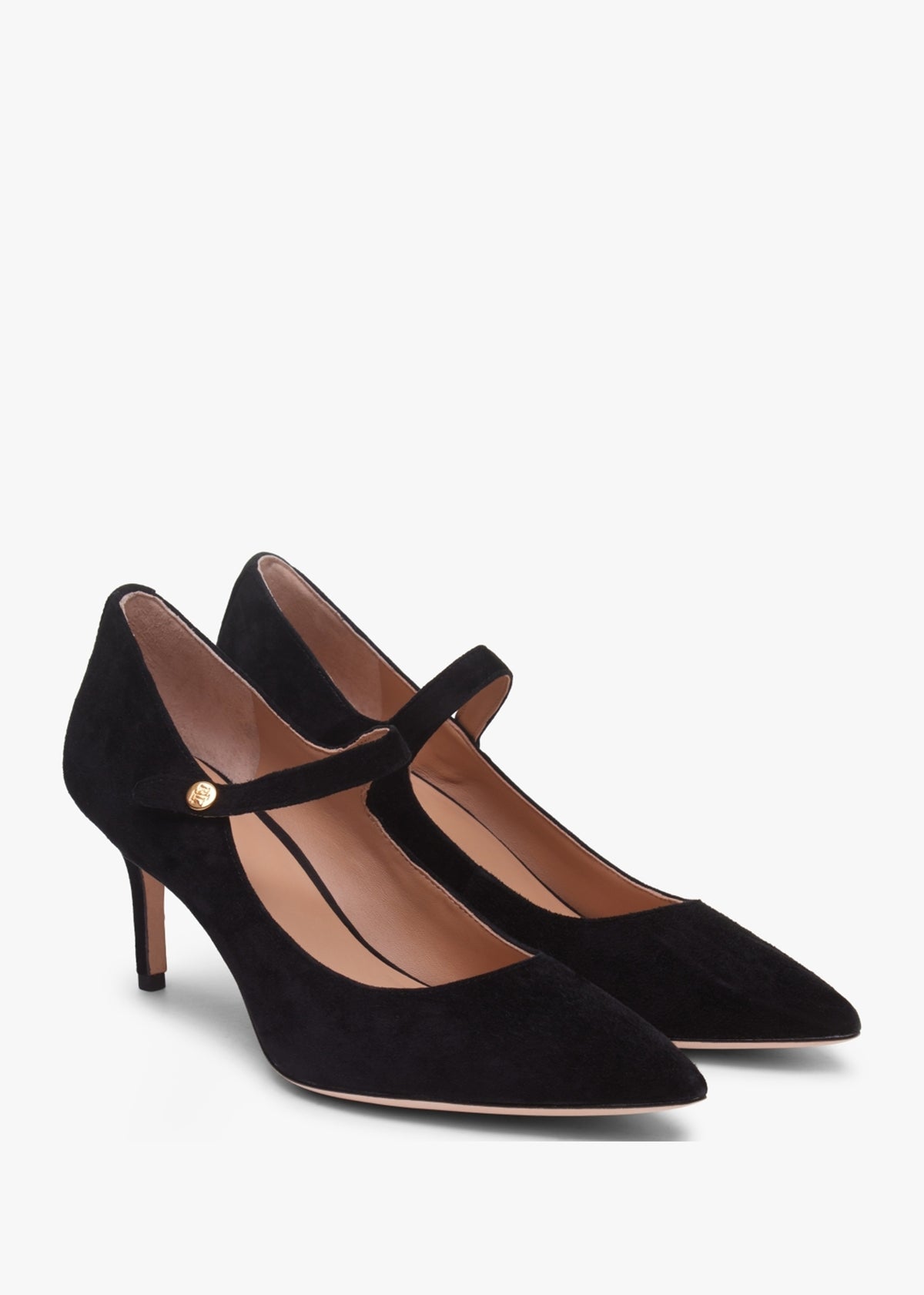 Lanette Black Suede Mar Jane Heeled Pumps