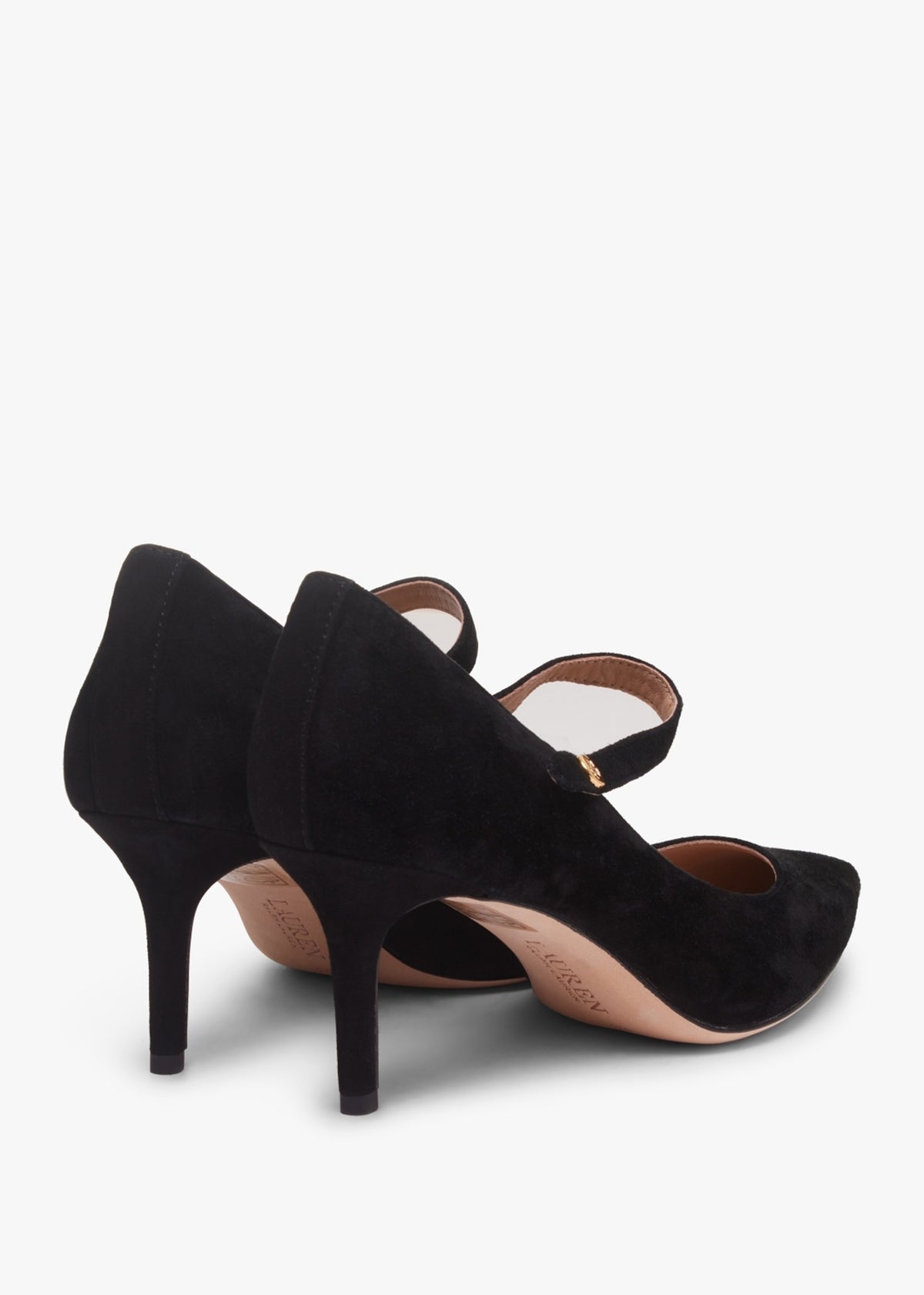 Lanette Black Suede Mar Jane Heeled Pumps