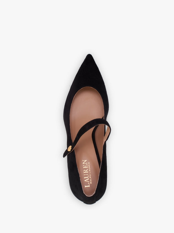 Lanette Black Suede Mar Jane Heeled Pumps
