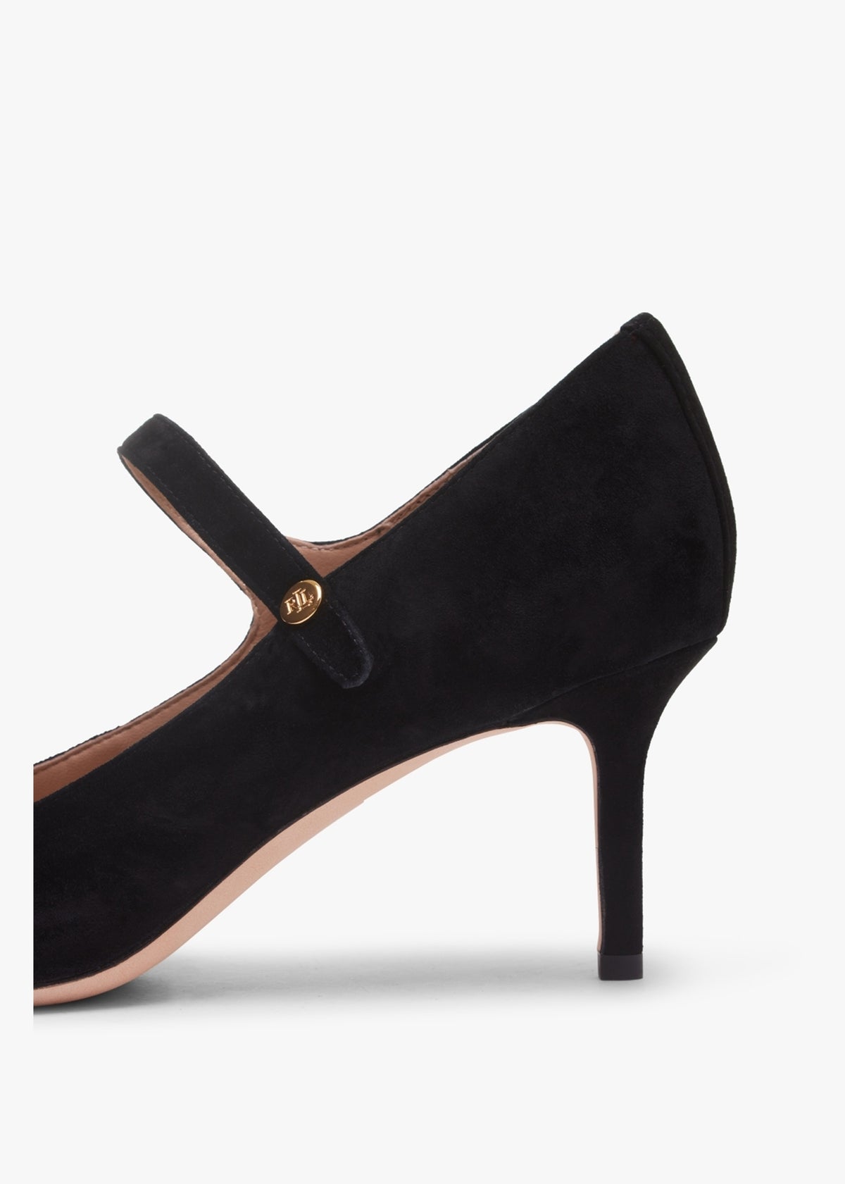 Lanette Black Suede Mar Jane Heeled Pumps