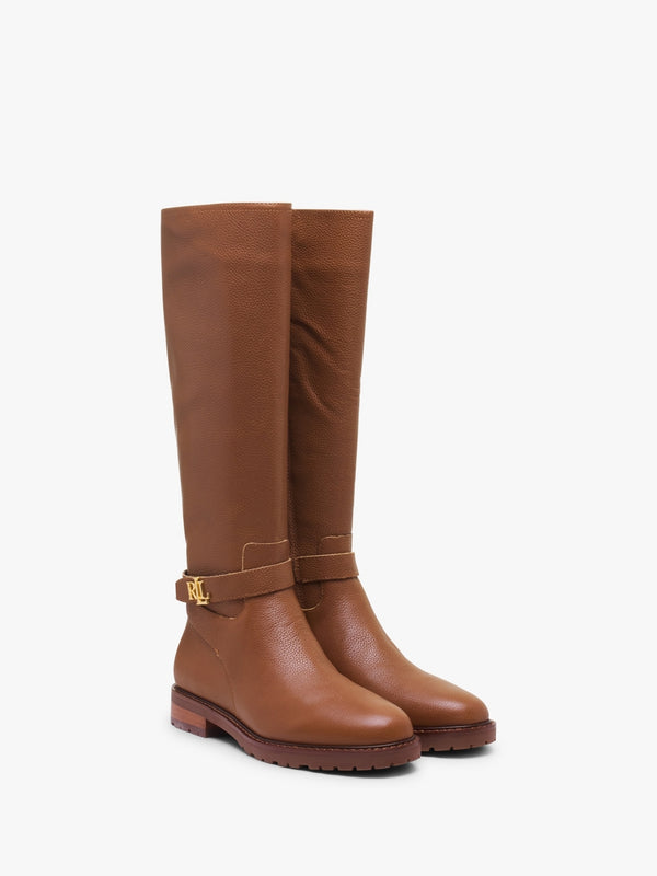 Hallee Polo Tan Leather Knee Boots