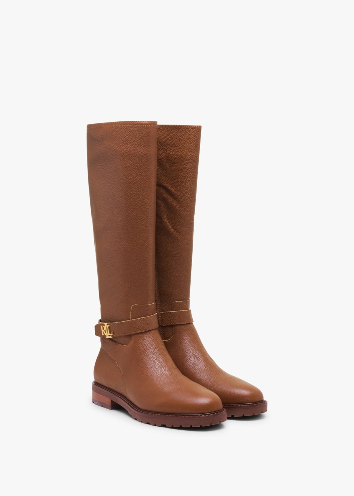 Hallee Polo Tan Leather Knee Boots