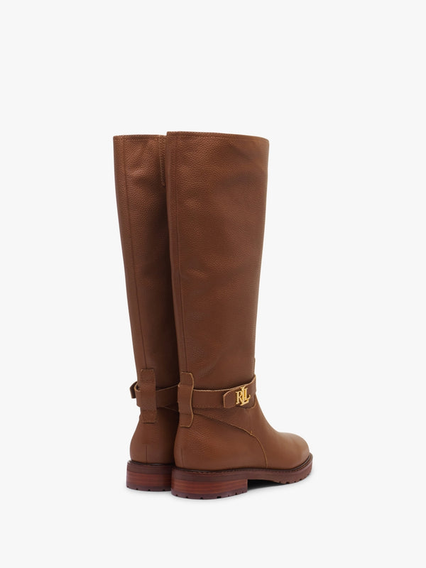 Hallee Polo Tan Leather Knee Boots