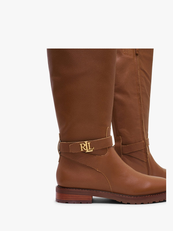 Hallee Polo Tan Leather Knee Boots