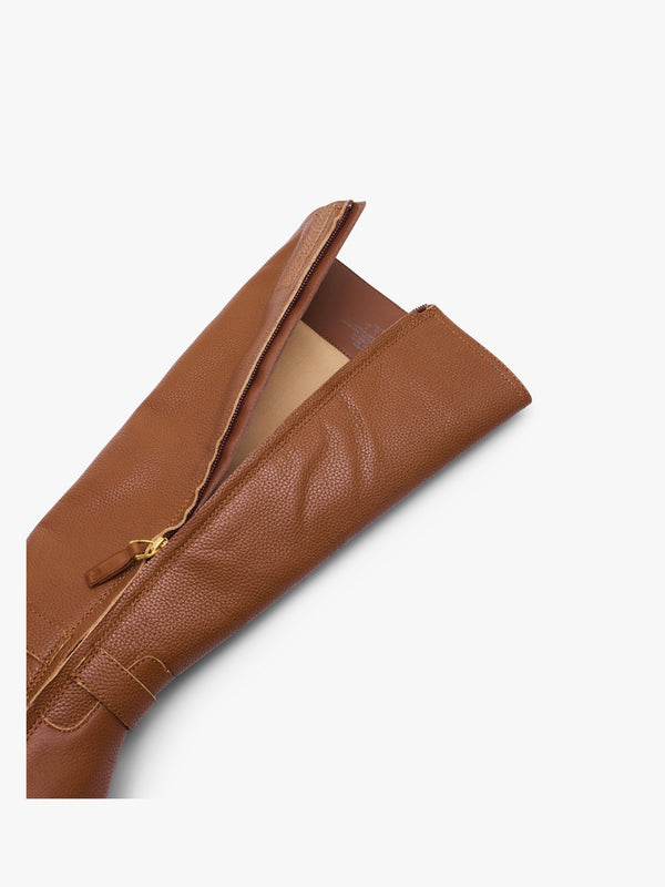 Hallee Polo Tan Leather Knee Boots