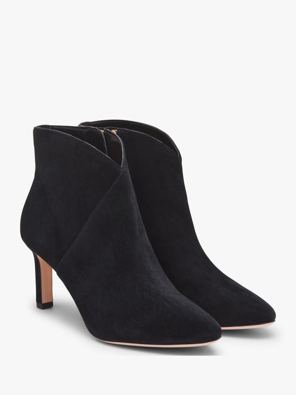 Isabelle Black Suede Heeled Ankle Boots