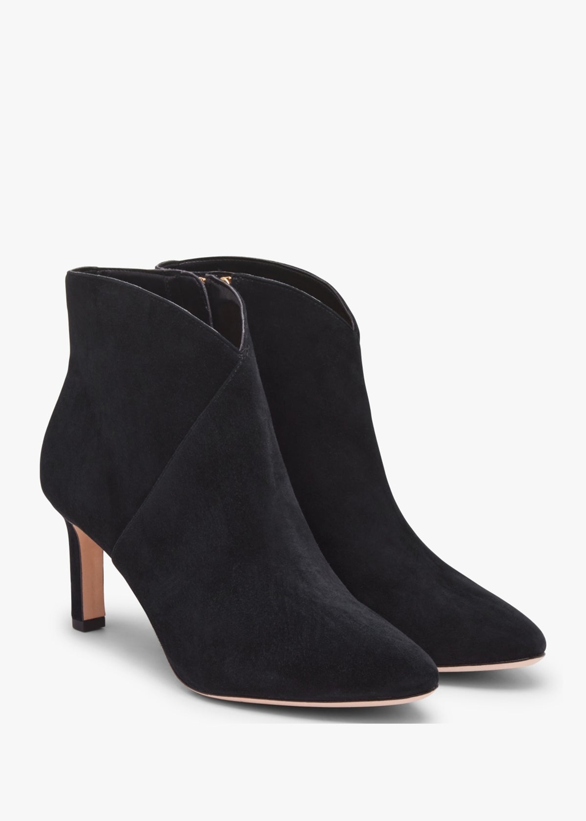Isabelle Black Suede Heeled Ankle Boots