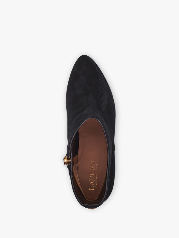 Isabelle Black Suede Heeled Ankle Boots