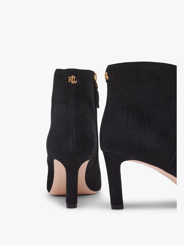 Isabelle Black Suede Heeled Ankle Boots