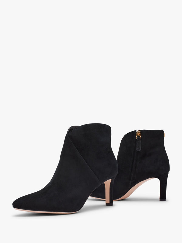 Isabelle Black Suede Heeled Ankle Boots