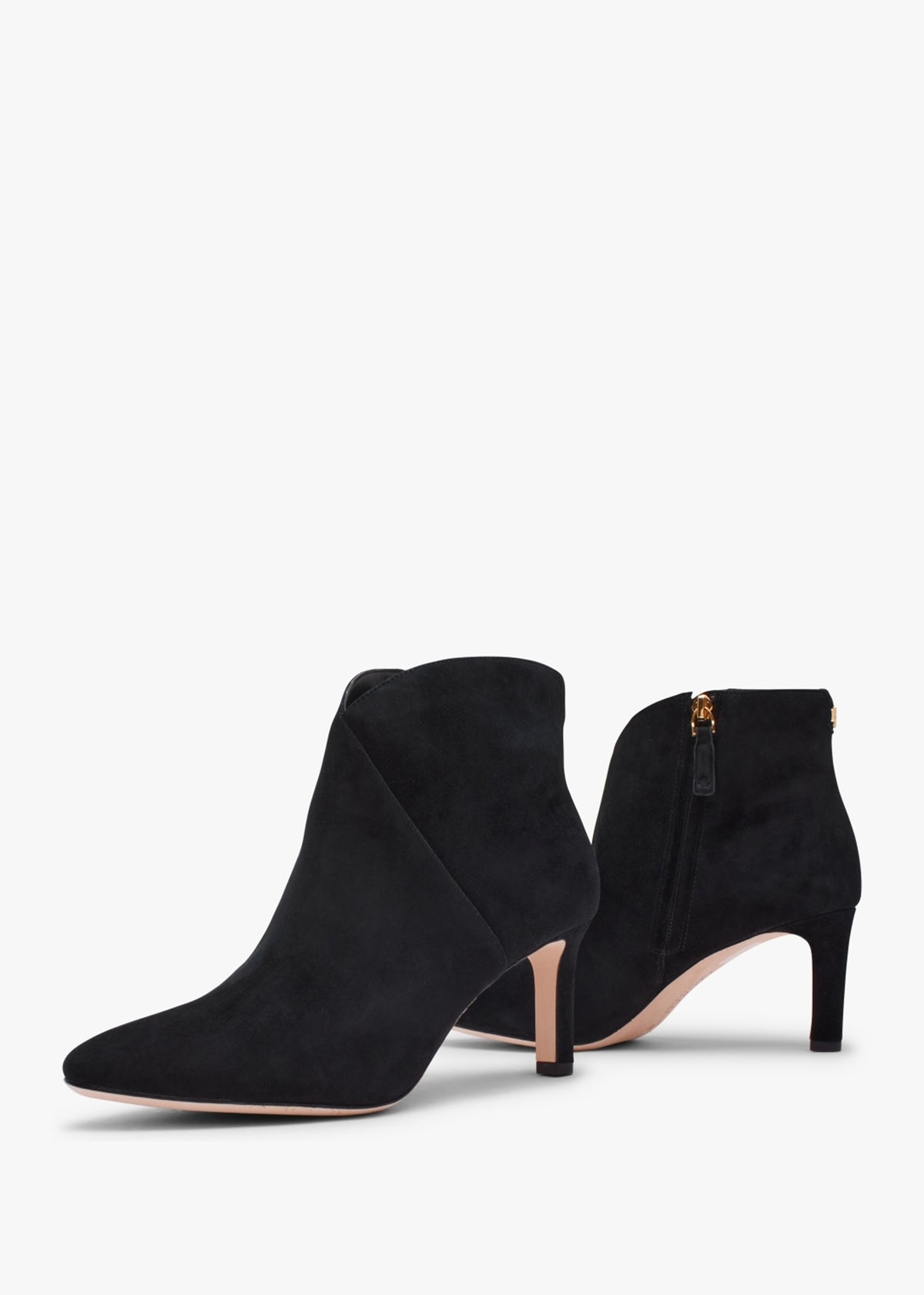 Isabelle Black Suede Heeled Ankle Boots