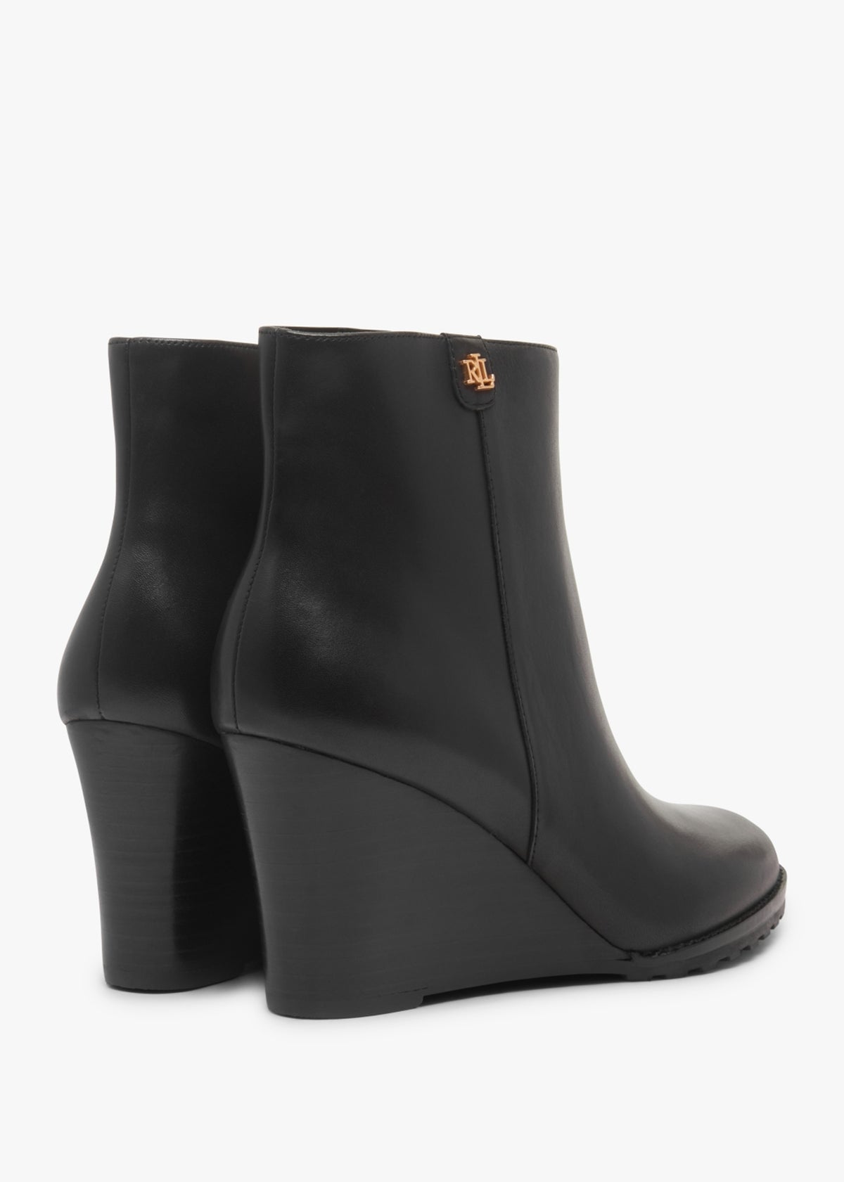 Shaley Black Leather Wedge Ankle Boots