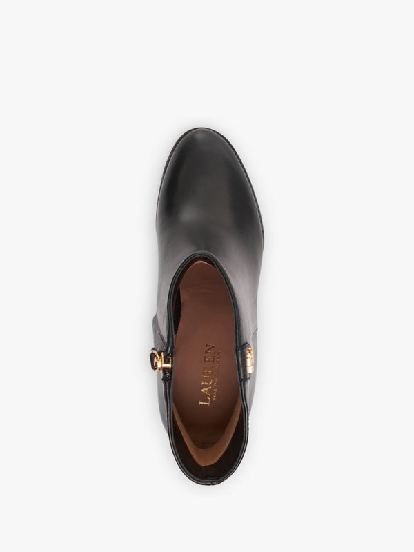 Shaley Black Leather Wedge Ankle Boots