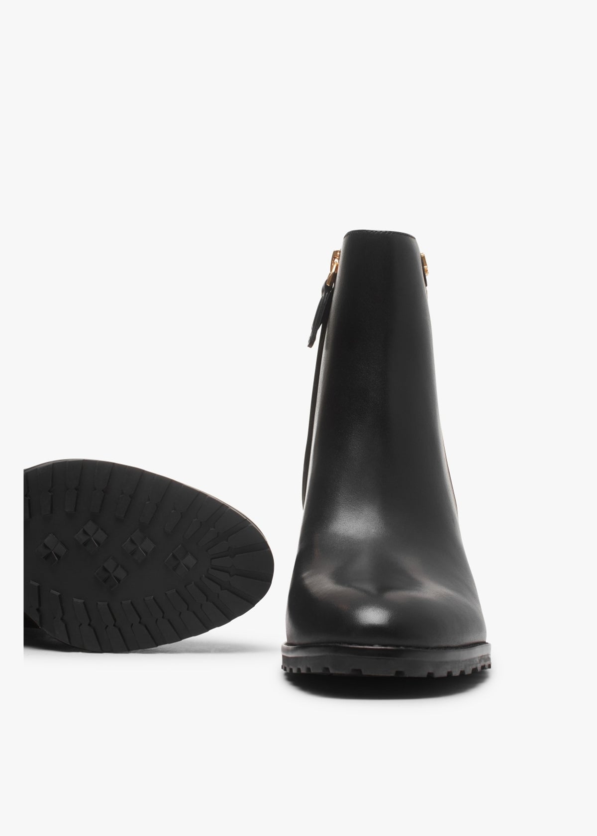 Shaley Black Leather Wedge Ankle Boots