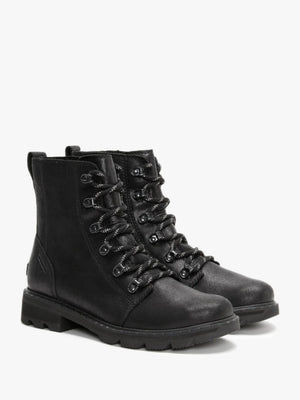 Lennox Lace Black Leather Ankle Boots