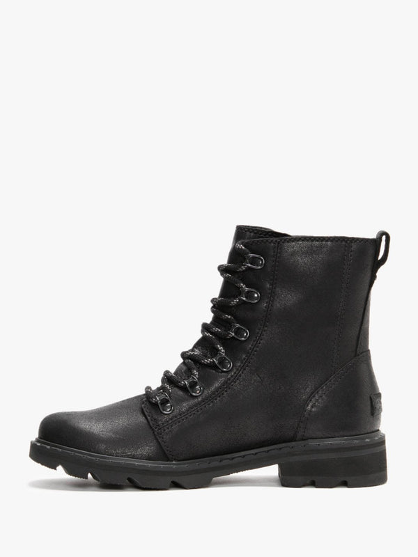 Lennox Lace Black Leather Ankle Boots