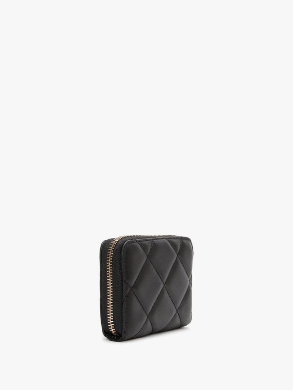 Small Ocarina Black Quilted Zip Around Wallet