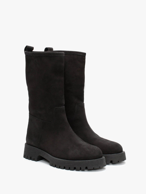 Izmae Black Tumbled Leather Rigger Boots