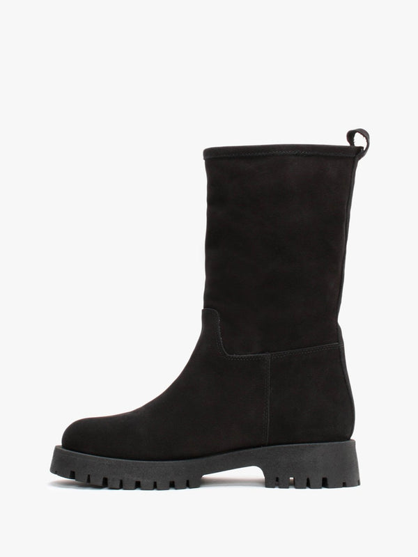 Izmae Black Tumbled Leather Rigger Boots