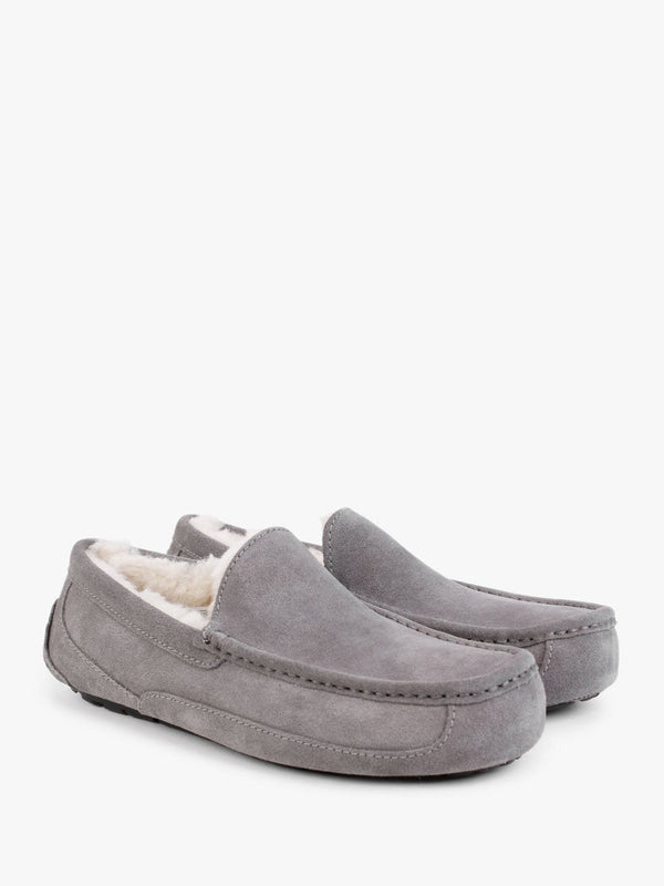 Men’s Ascot Grey Suede Shearling Slippers