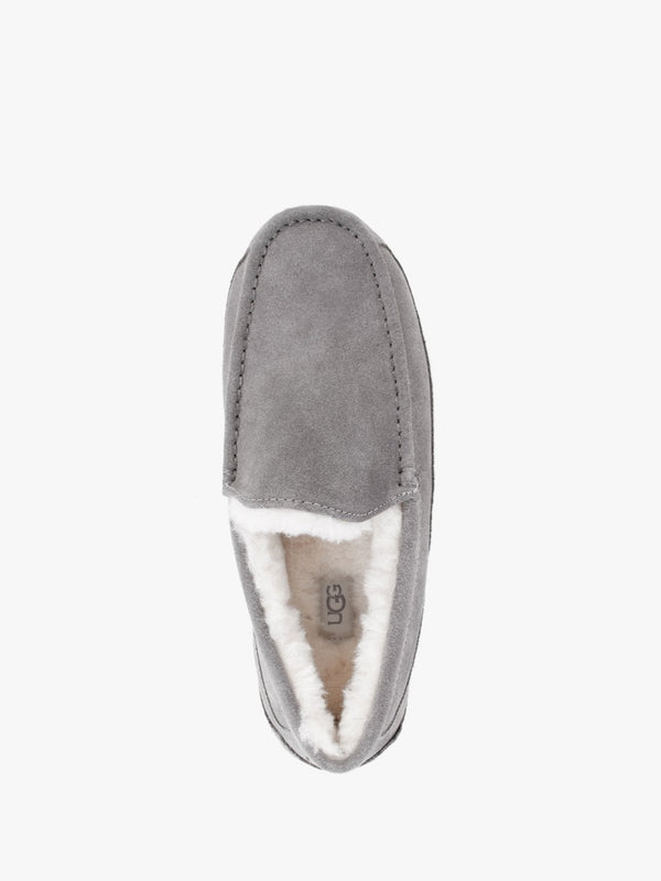 Men’s Ascot Grey Suede Shearling Slippers