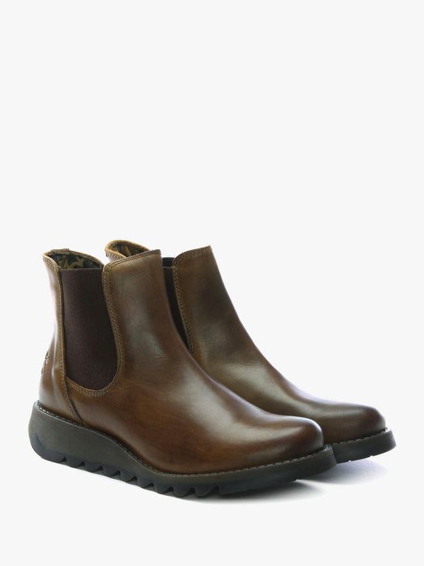 Salv Camel Leather Wedge Chelsea Boots