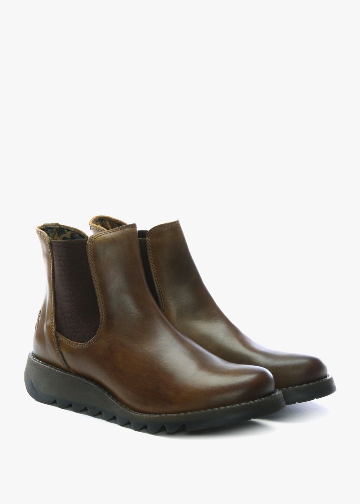 Salv Camel Leather Wedge Chelsea Boots