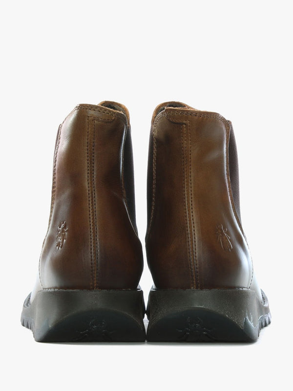 Salv Camel Leather Wedge Chelsea Boots