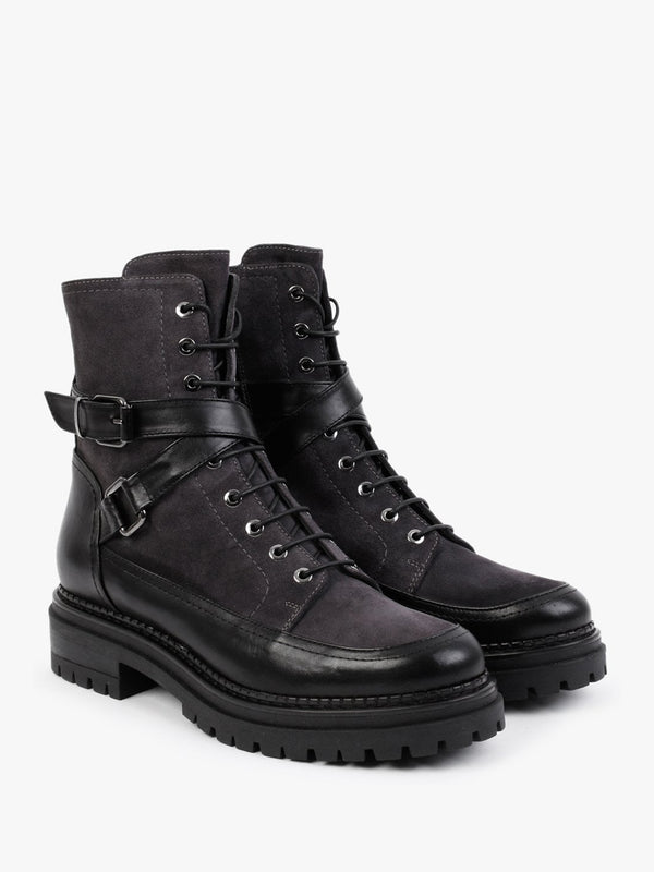 Nivello Grey Suede Biker Boots