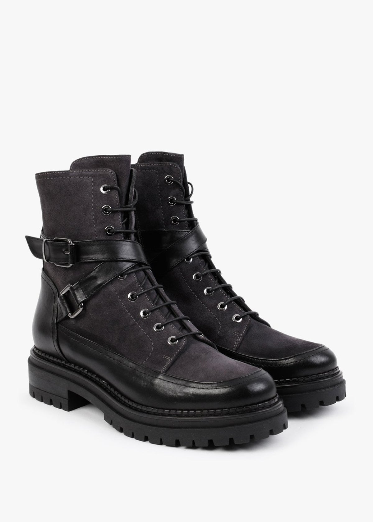 Nivello Grey Suede Biker Boots