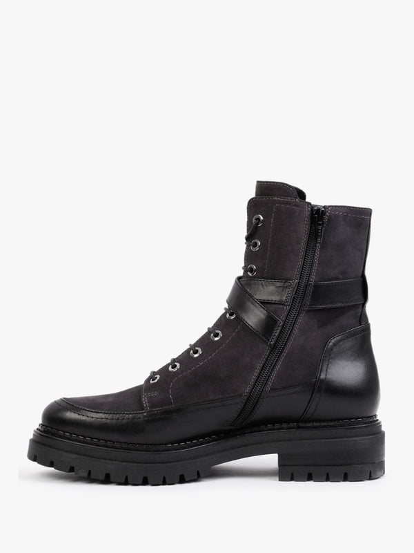 Nivello Grey Suede Biker Boots