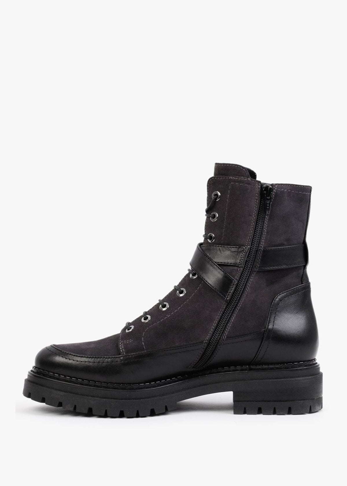 Nivello Grey Suede Biker Boots