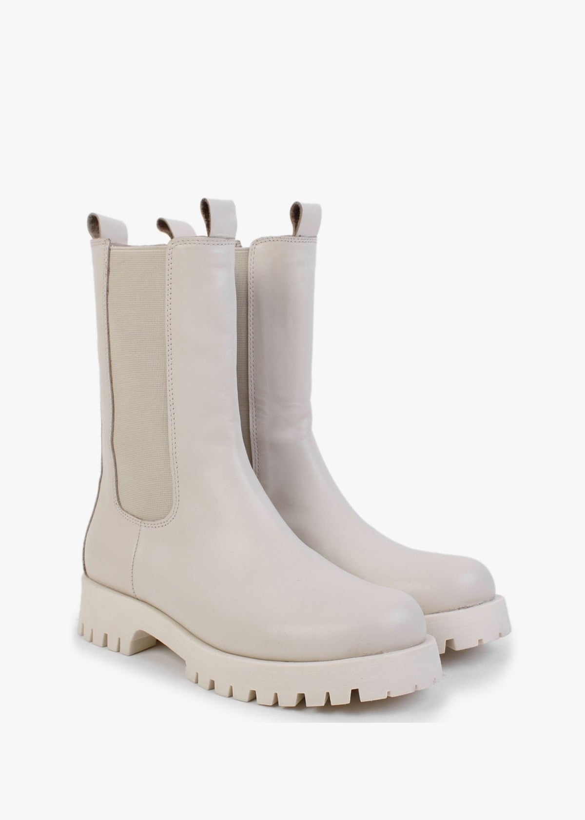 Izette Cream Smooth Leather Tall Chelsea Boots