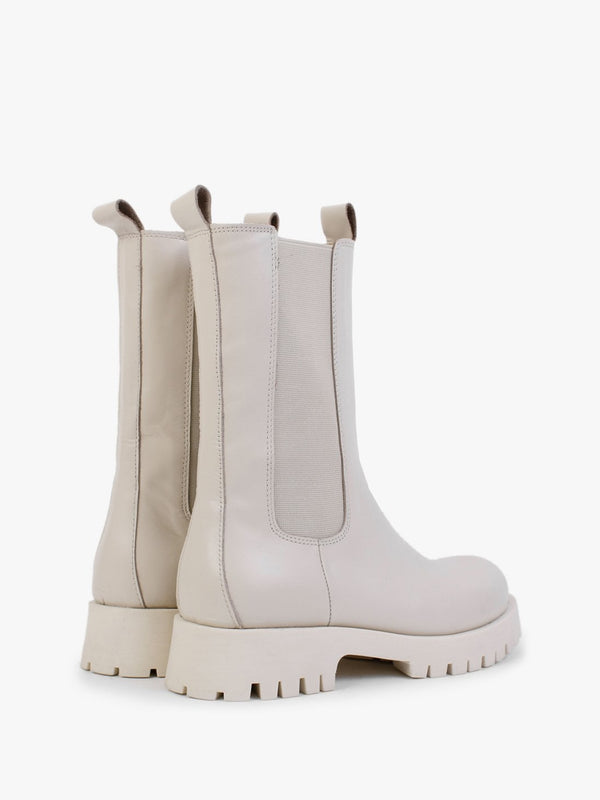Izette Cream Smooth Leather Tall Chelsea Boots
