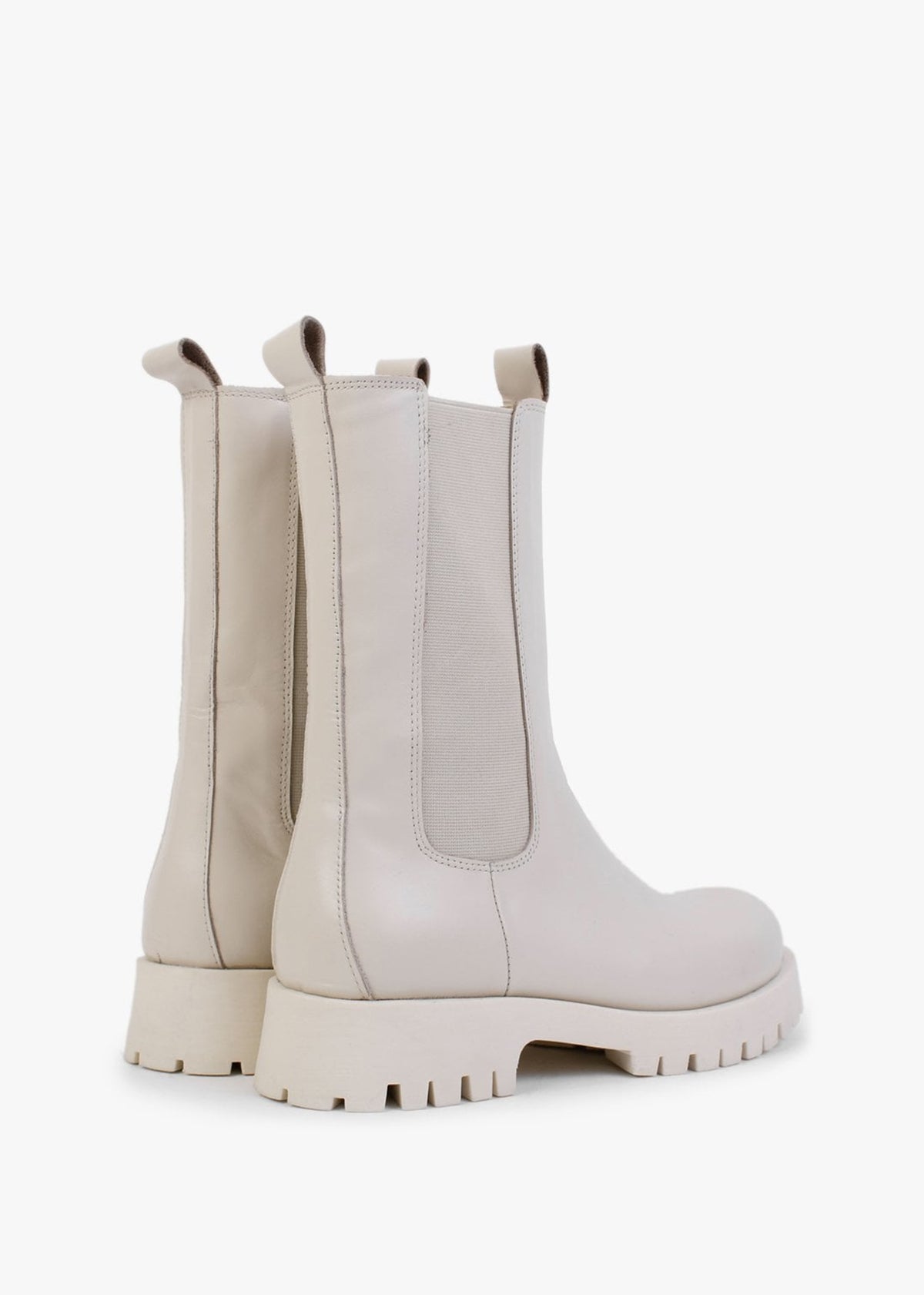 Izette Cream Smooth Leather Tall Chelsea Boots