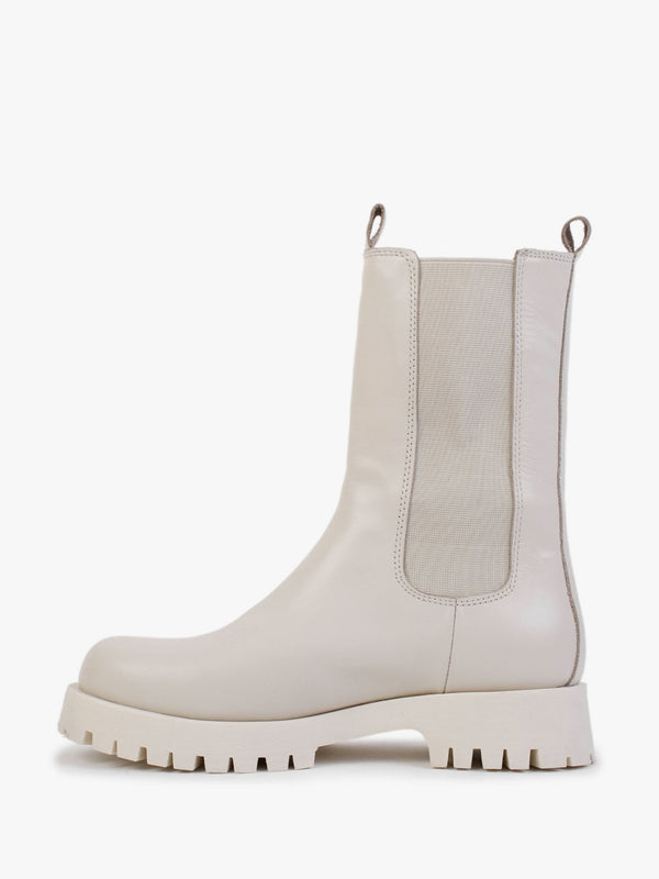 Izette Cream Smooth Leather Tall Chelsea Boots