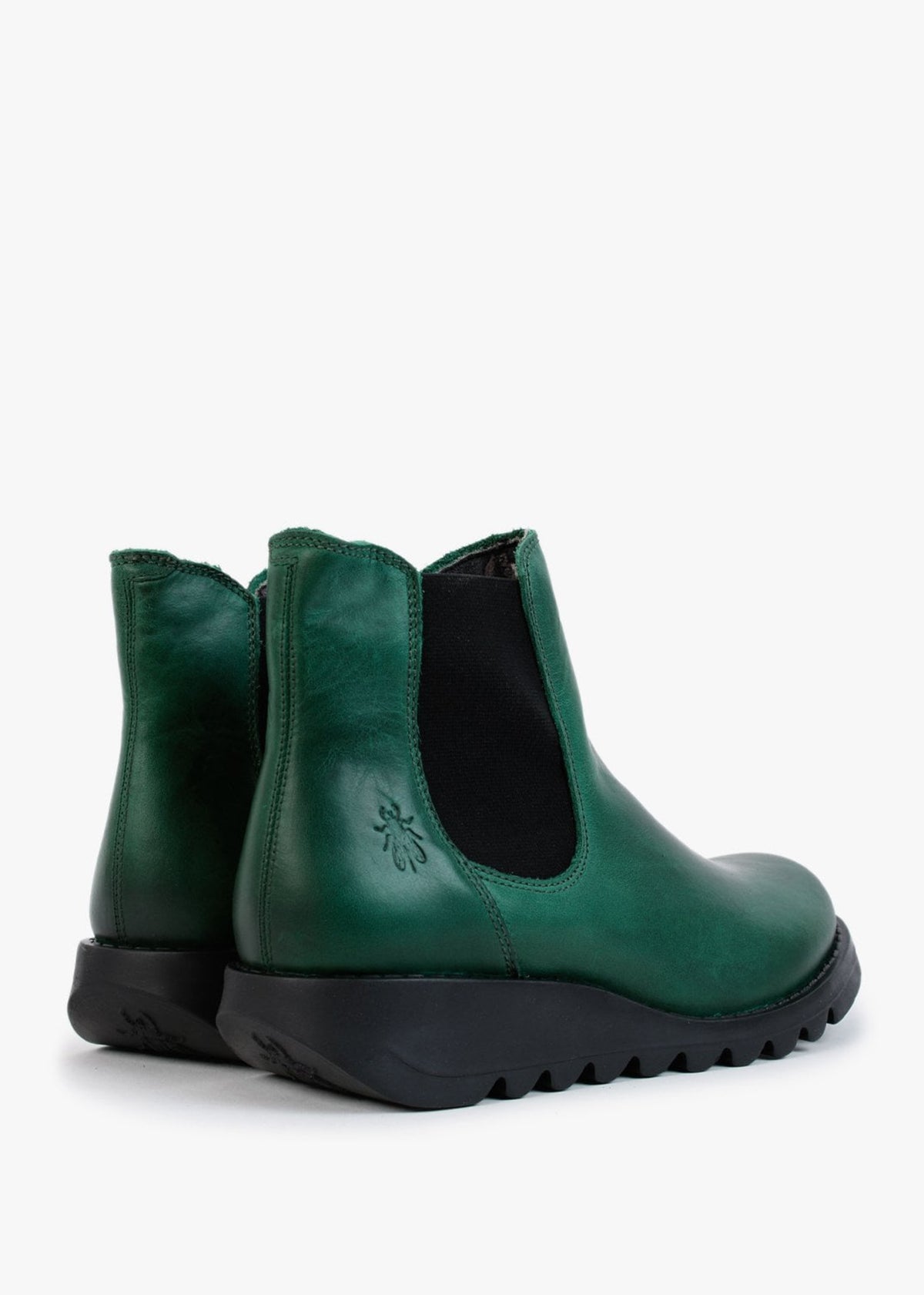 Salv Green Leather Wedge Chelsea Boots