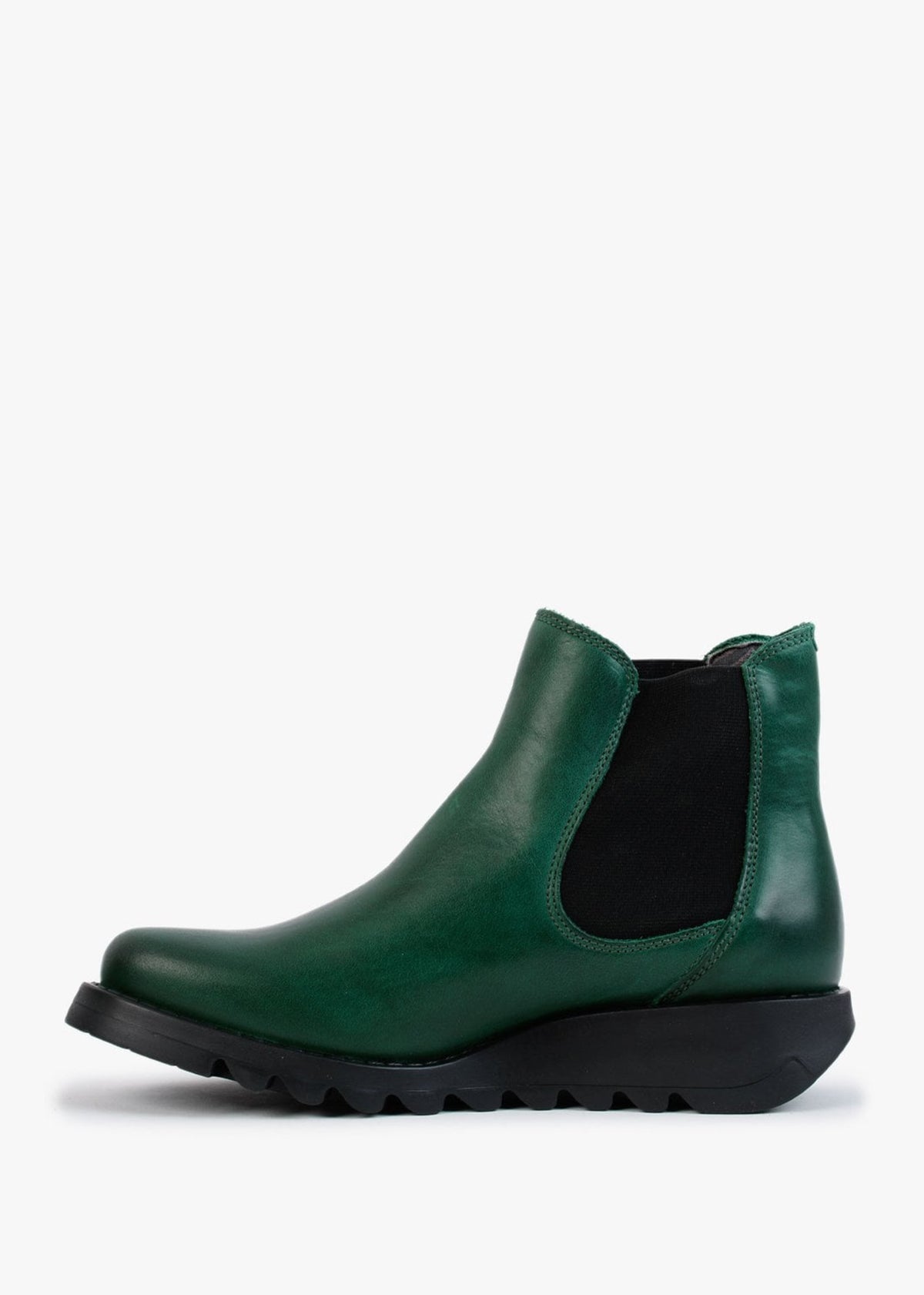 Salv Green Leather Wedge Chelsea Boots