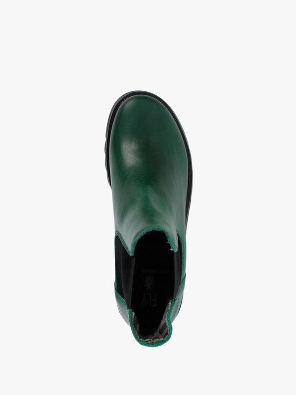 Salv Green Leather Wedge Chelsea Boots